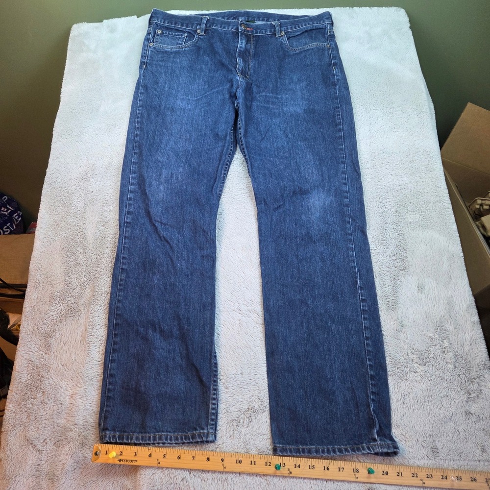 Woolrich Cotton Jeans Mens 38x34 Straight Leg Five Pocket Rugged Denim Blue Navy